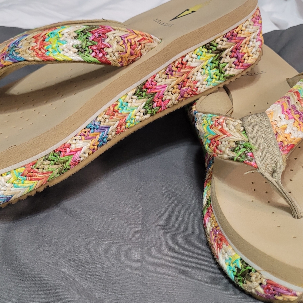 Volatile women's wedge flip flops 10 multicolor
